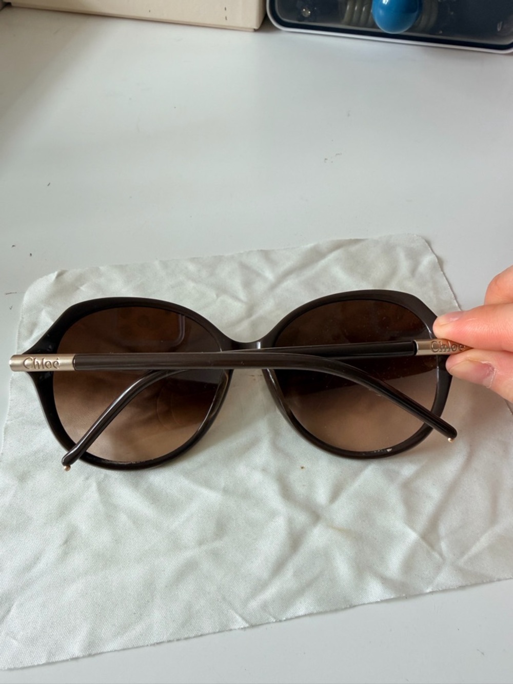 Chloe Brown Gradient Round Sunglasses for Women NO box - Picture 4 of 14